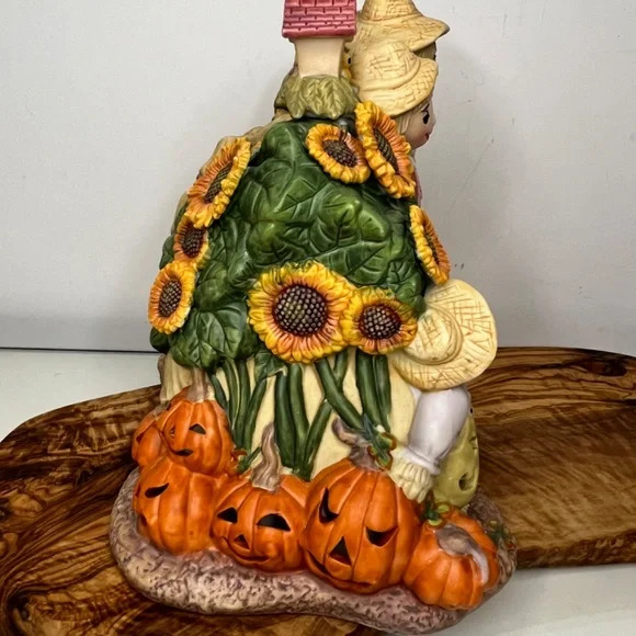 Scarecrow Family PartyLite Vintage Candle Holder Pumpkins Halloween Fall -EUC - Picture 3 of 16